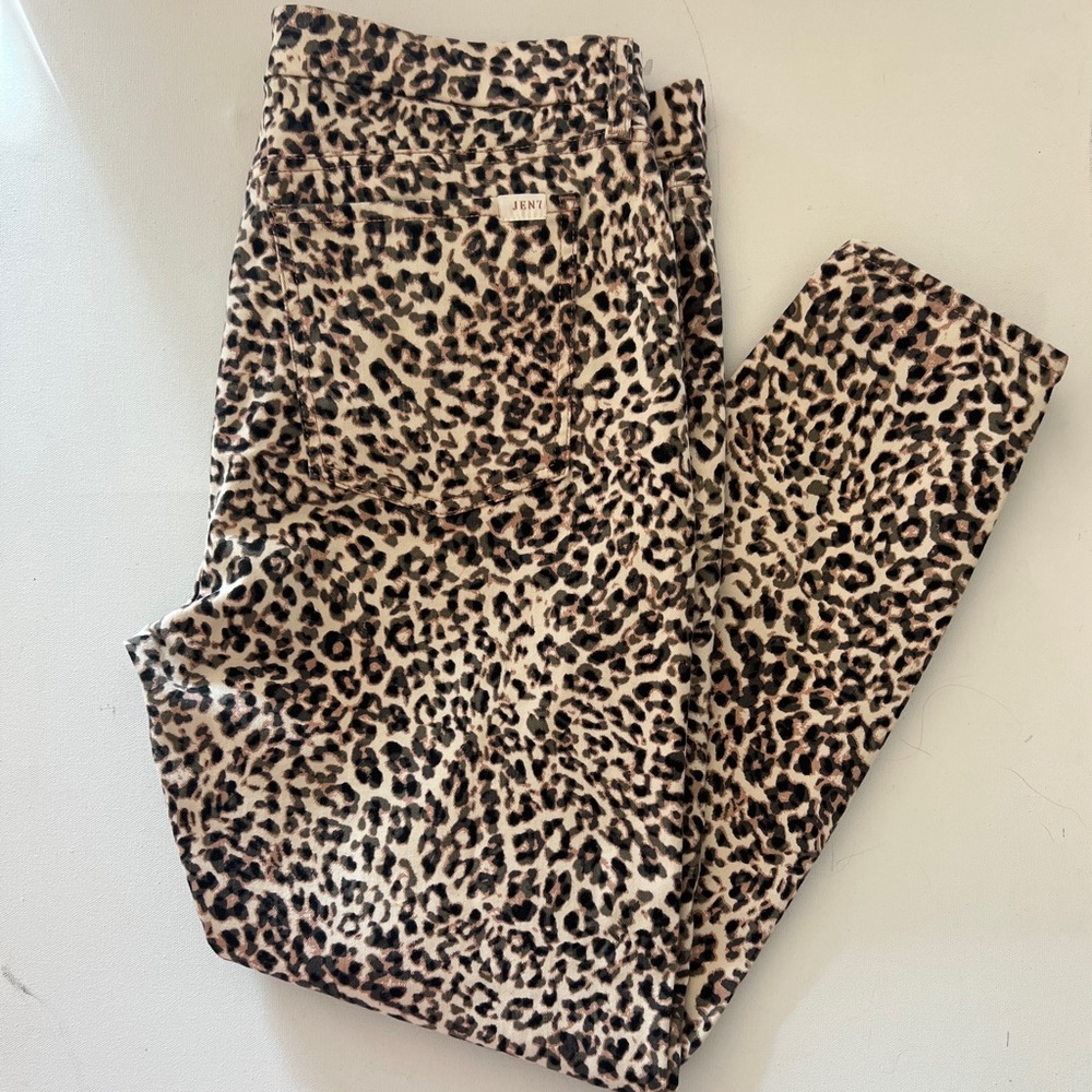 New 7 for all Mankind animal print skinny jeans size 14